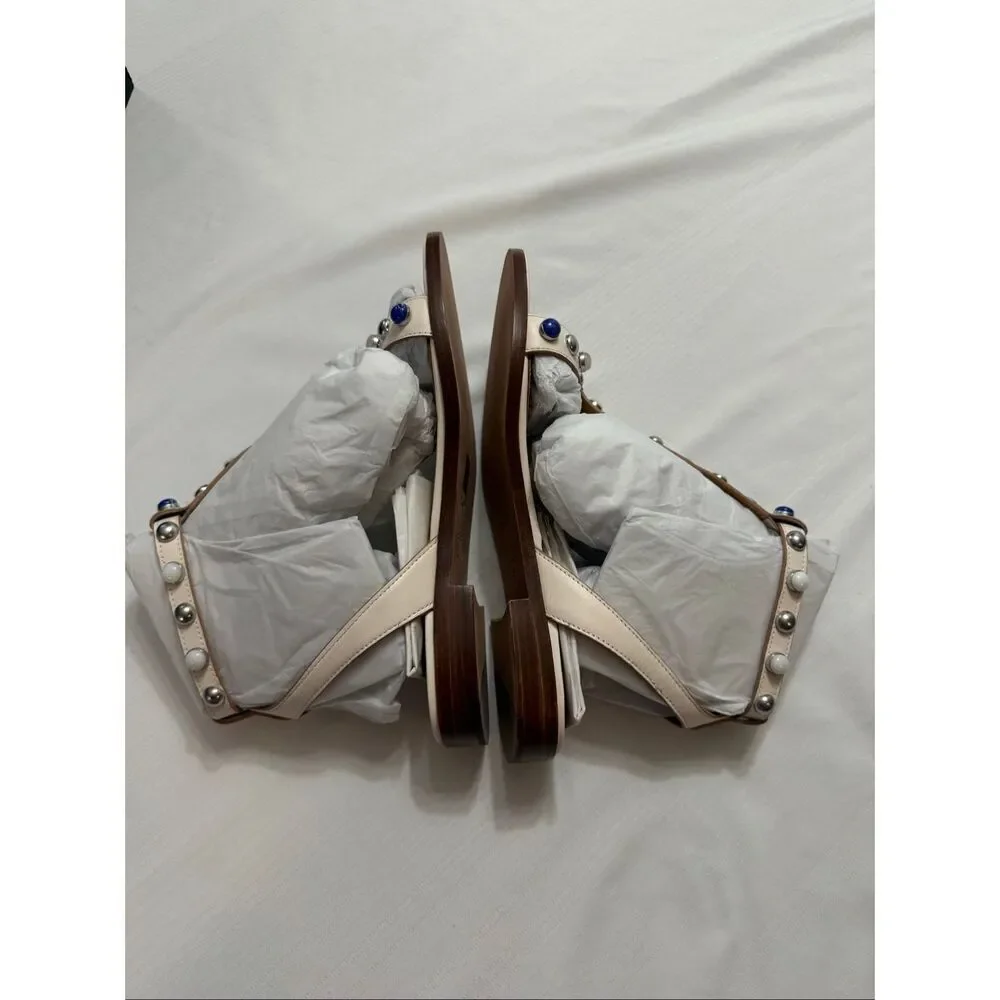 COACH Sadie New Semi Matte Flat Sandals Women’s Size 6.5 6 1/2 B Medium Chalk